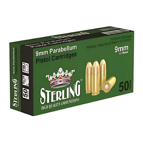 STERLING PARABELLUM FMJ 9x19 TABANCA FİŞEĞİ 124GRN