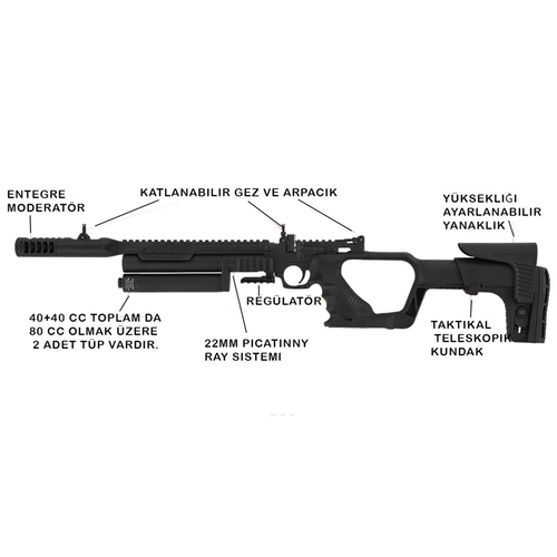 HATSAN JET 3 RG PCP 5.5 HAVALI TABANCA 250Bar 80cc.